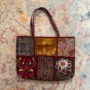 Vintage 90s / Y2K whimsigoth / boho patchwork beaded bag / purse